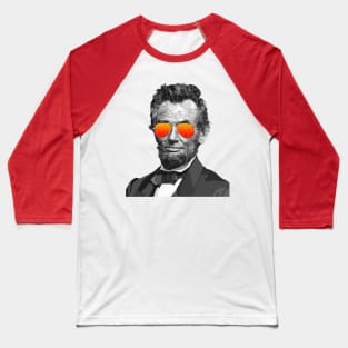 Low Poly Abe Lincoln with Sunglasses Baseball T-Shirt